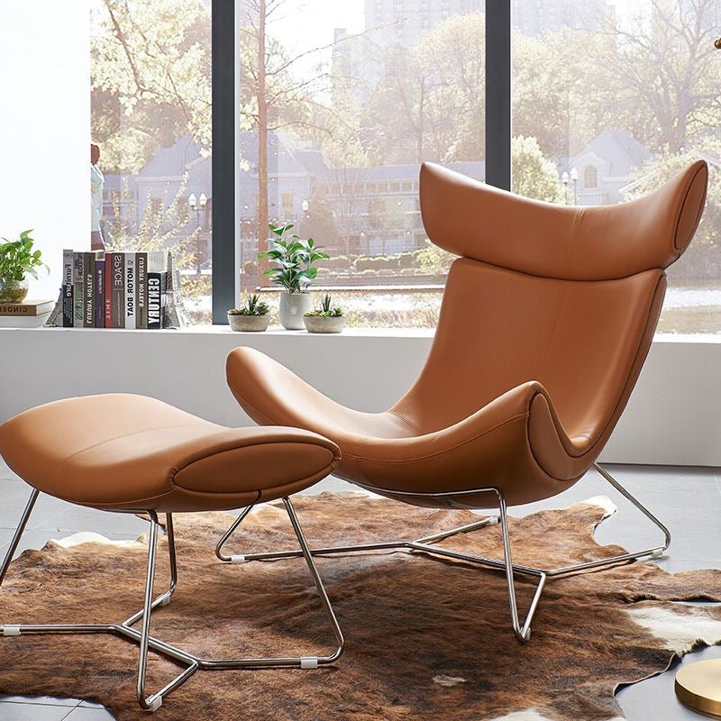 Imola Chair And Ottoman, Brown with Frame Base - Miola
