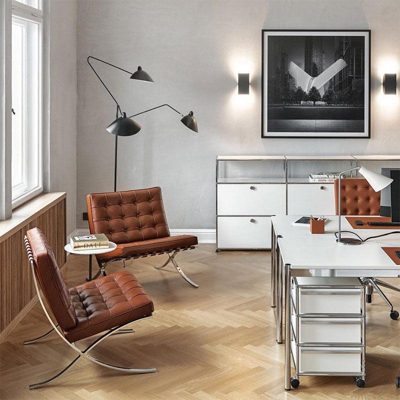 Barcelona Chair And Ottoman, Brown Leather - Miola