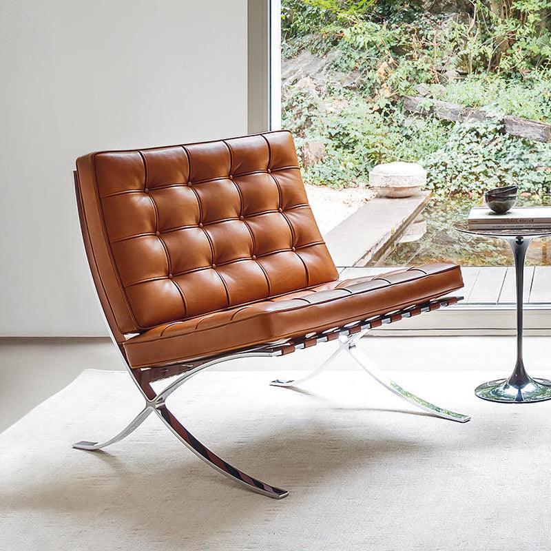 Barcelona Chair And Ottoman, Brown Leather - Miola