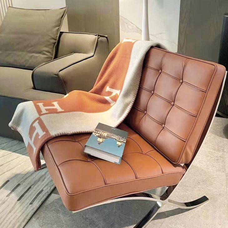 Barcelona Chair And Ottoman, Brown Leather - Miola