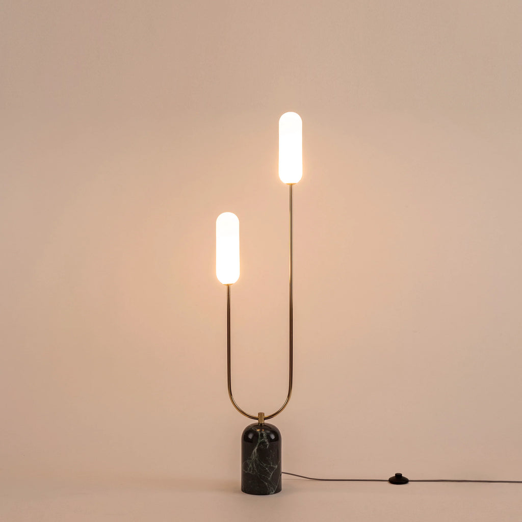 Olive green marble curve floor lamp - Miola