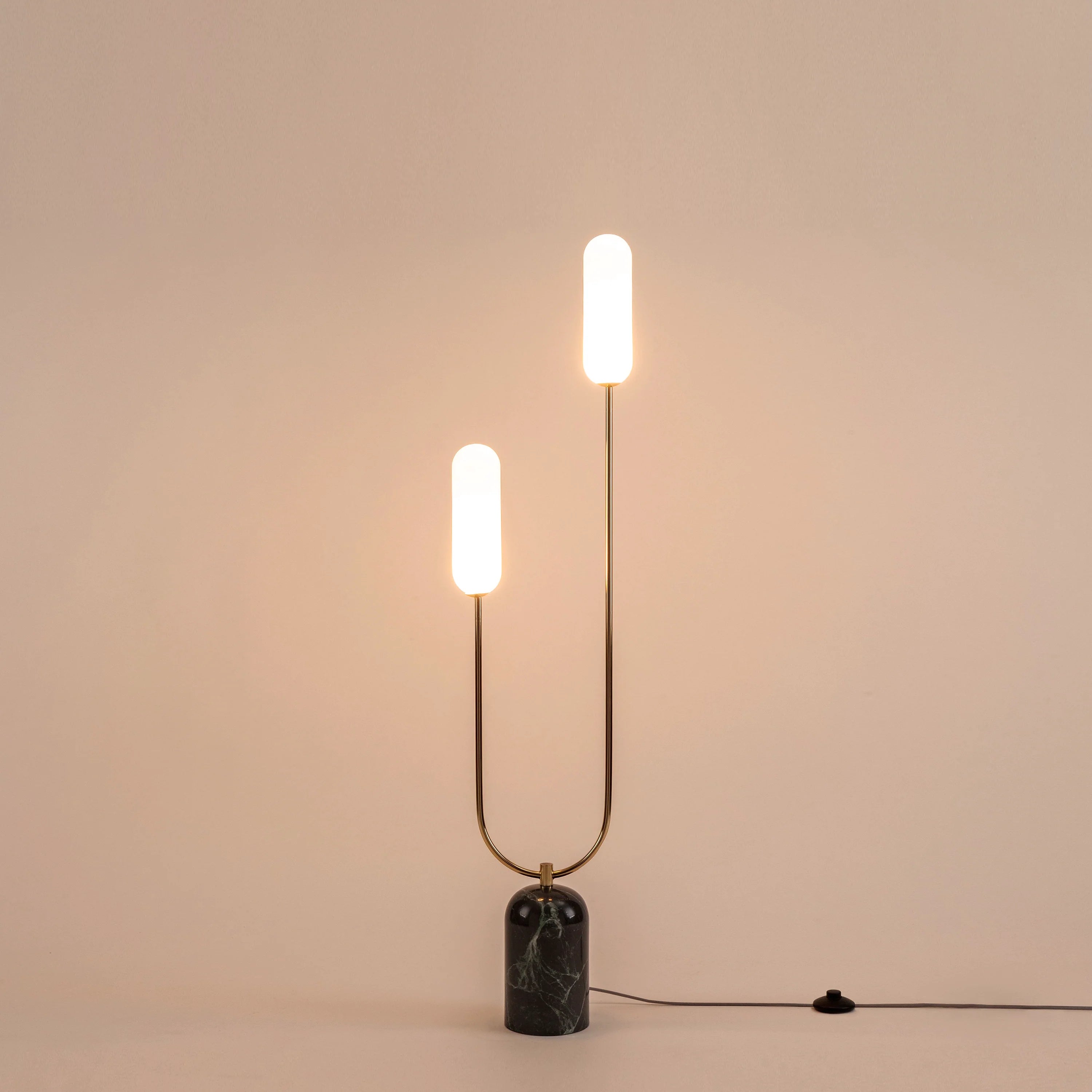 Olive green marble curve floor lamp - Miola