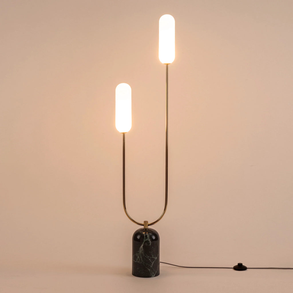 Olive green marble curve floor lamp - Miola