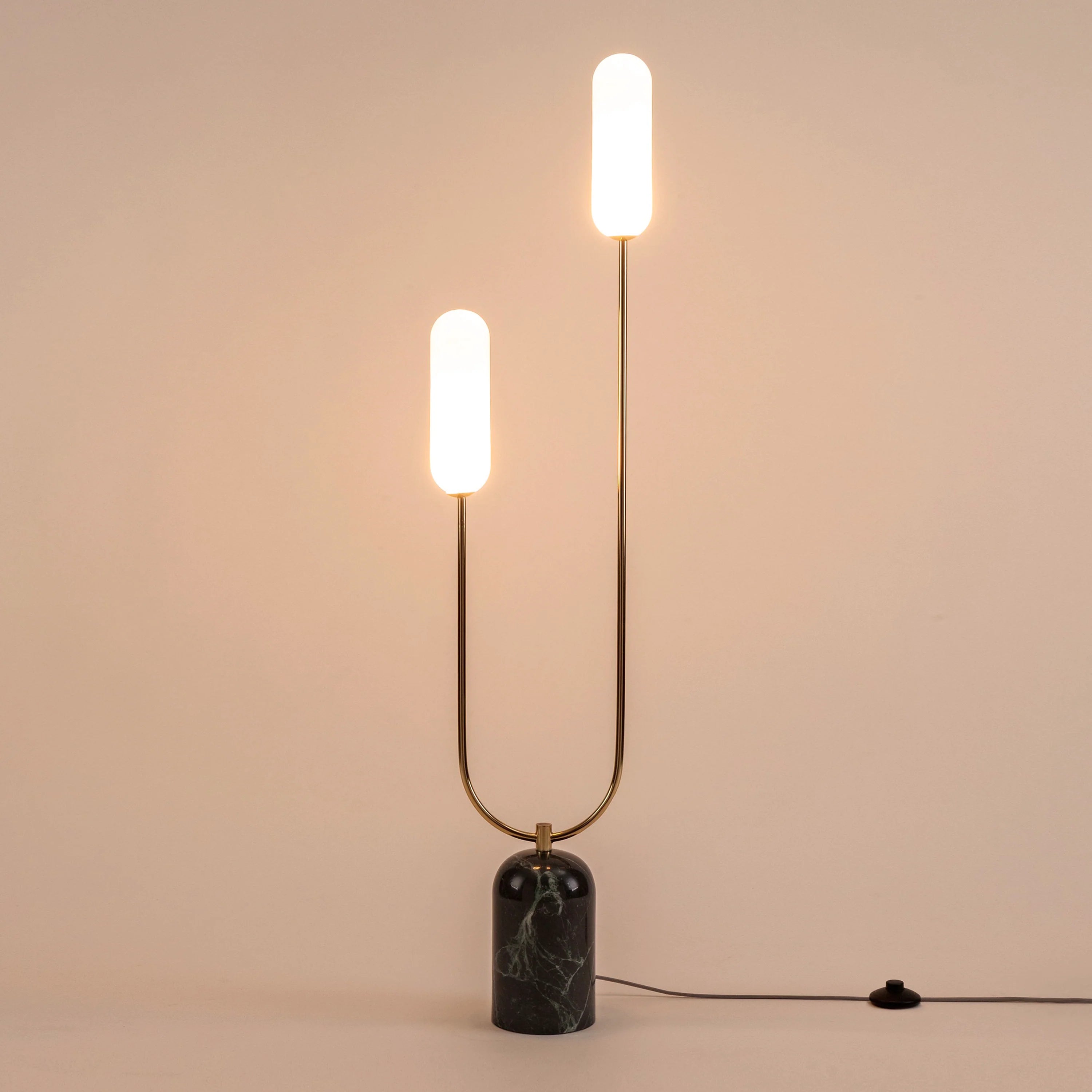 Olive green marble curve floor lamp - Miola