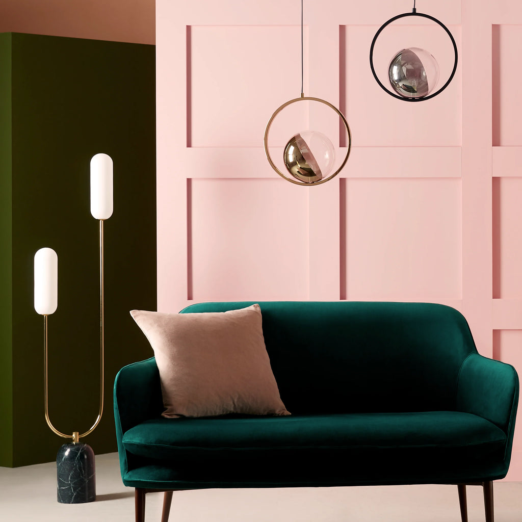 Olive green marble curve floor lamp - Miola
