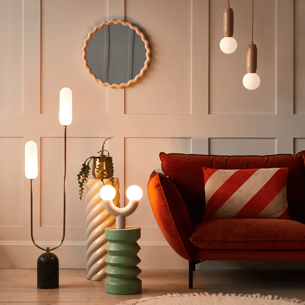 Olive green marble curve floor lamp - Miola