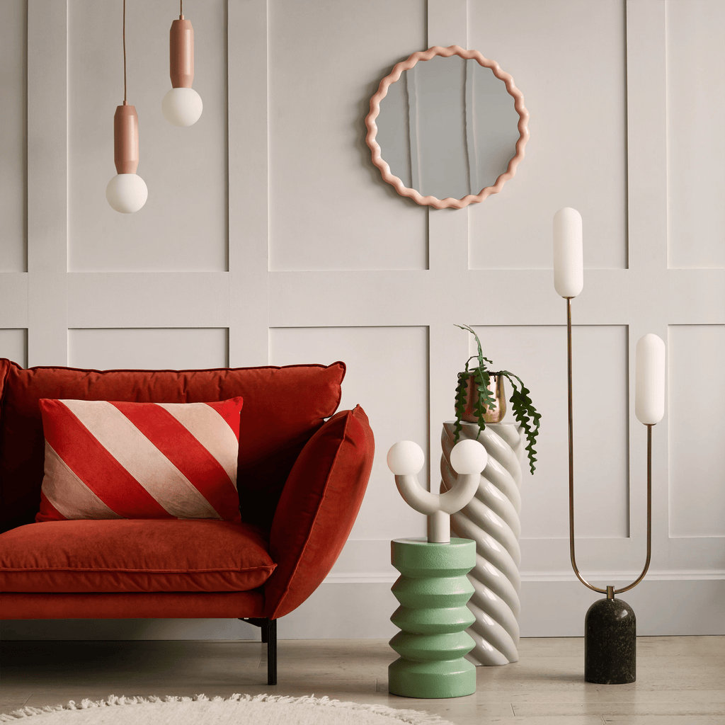 Olive green marble curve floor lamp - Miola