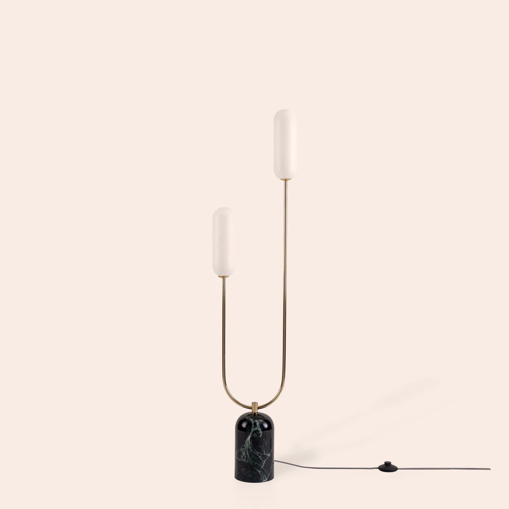 Olive green marble curve floor lamp