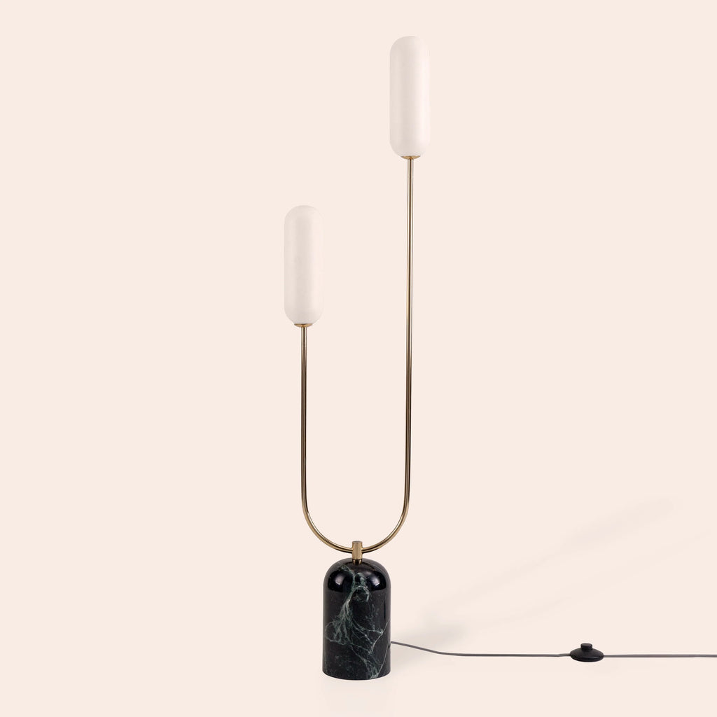 Olive green marble curve floor lamp - Miola