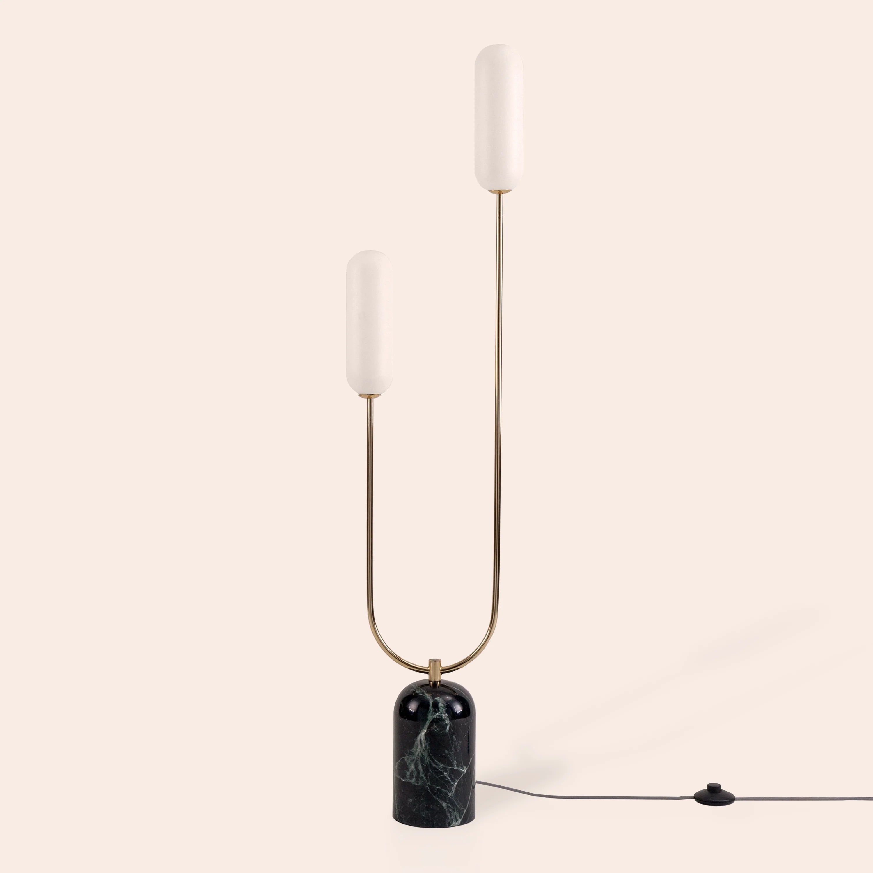 Olive green marble curve floor lamp - Miola