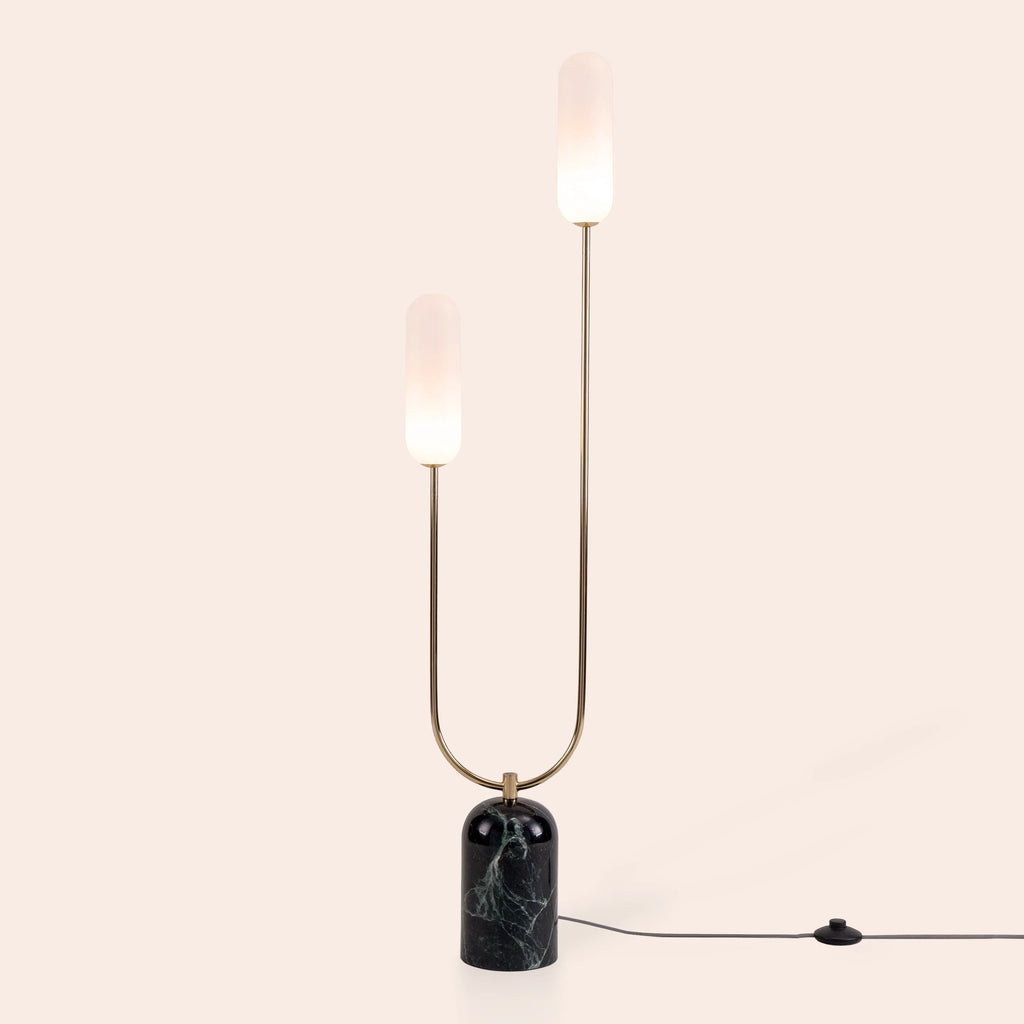 Olive green marble curve floor lamp - Miola