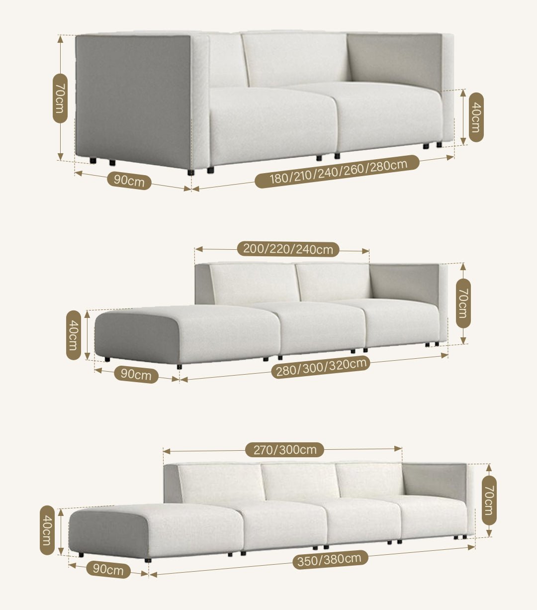 Oakland Four Seater Sofa, Four Seater Corner Sofa, Modular Sofa - Miola