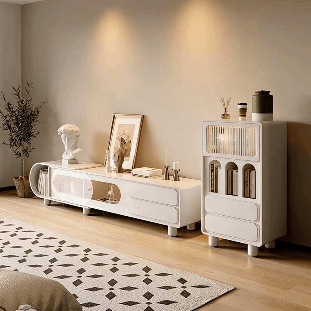 Odelette Living Room Set, Odelette TV Stand And Sideboard, Cream - Miola