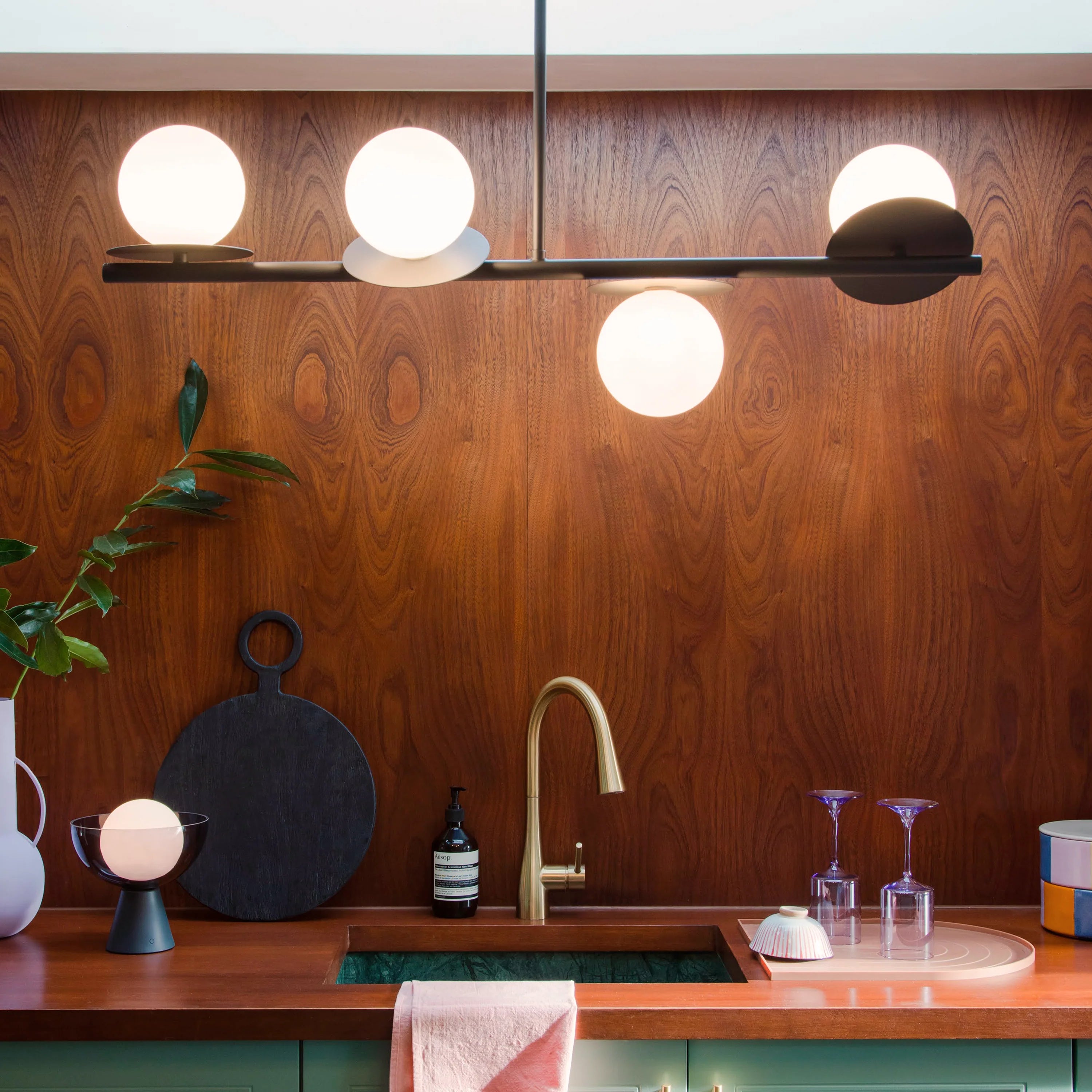 Brass opal disk ceiling light - Miola