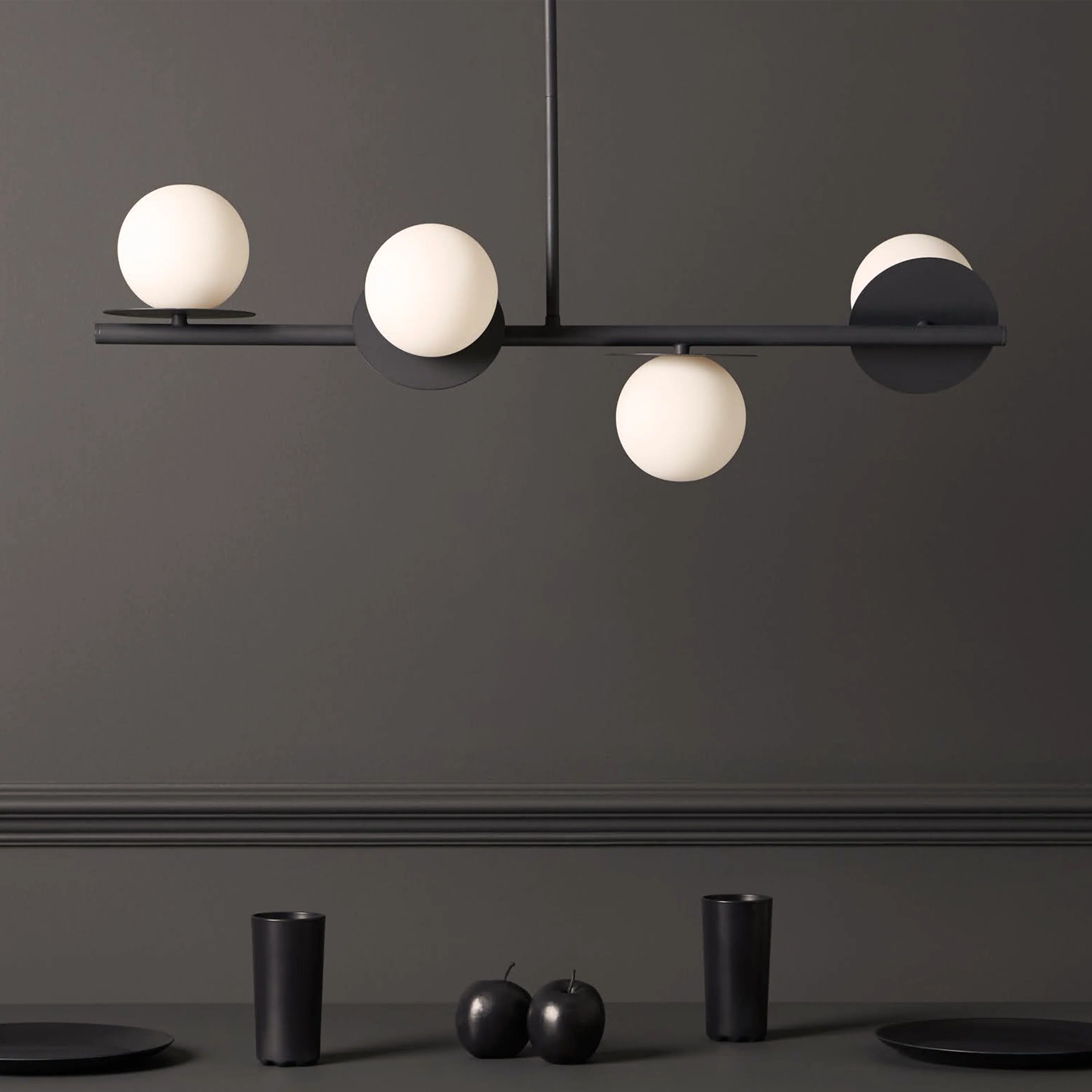 Charcoal grey opal disk ceiling light - Miola