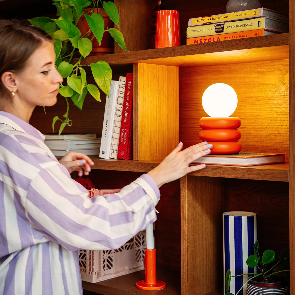Sand grey tube cordless table lamp - Miola