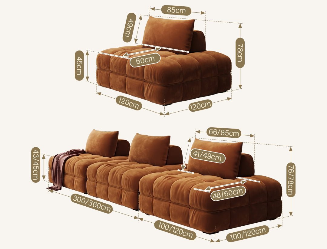 Paloma French Two Seater, Three Seater, Modular Sofa, Velvet - Miola