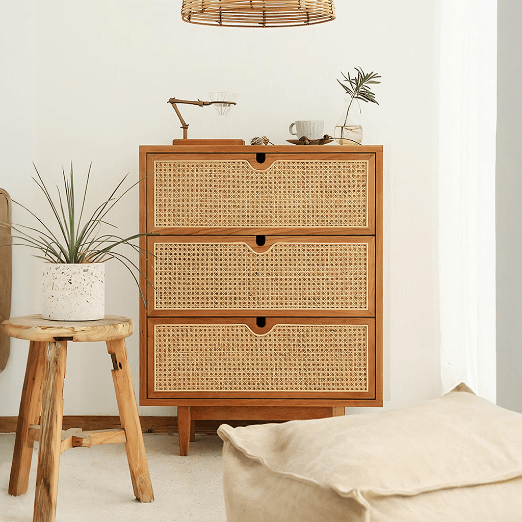 Pavia Chests Of Drawers, Natural Rattan & Oak - Miola