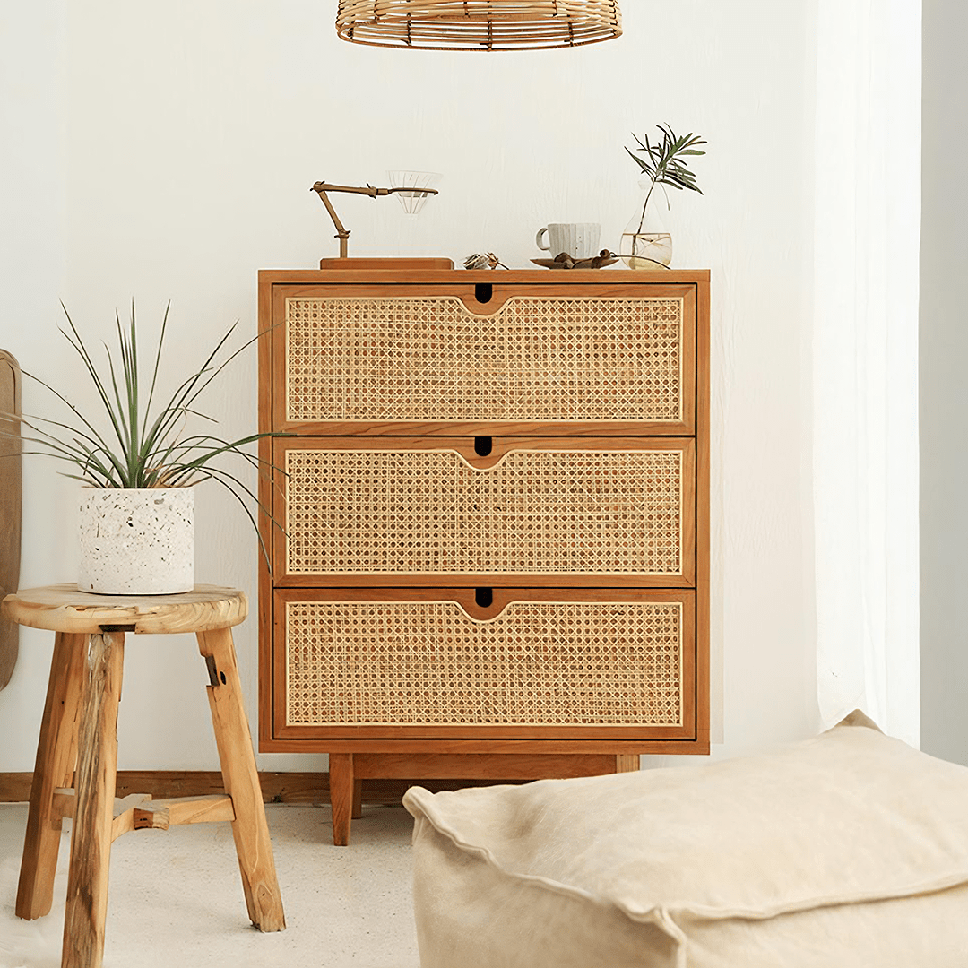 Pavia Chests Of Drawers, Natural Rattan & Oak - Miola