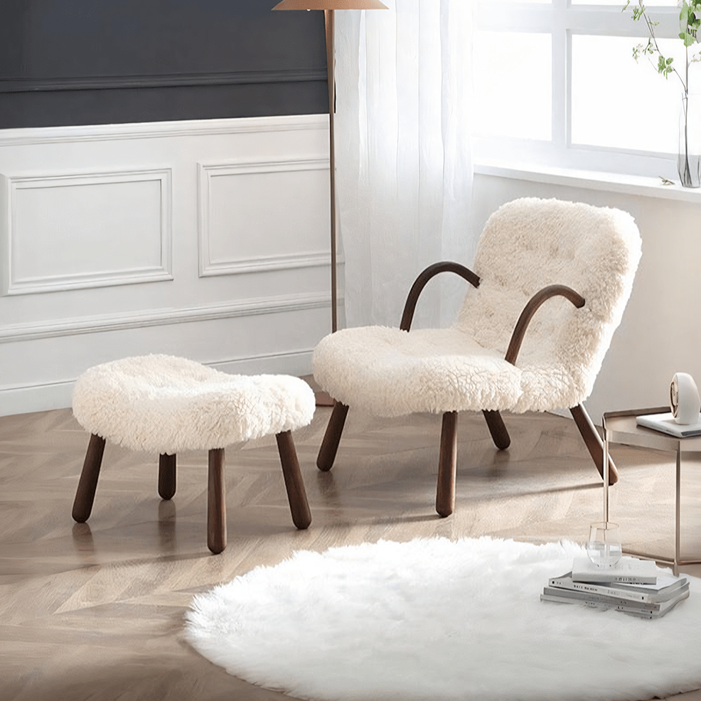 Philip Arc Armchair And Ottoman, Boucle - Miola
