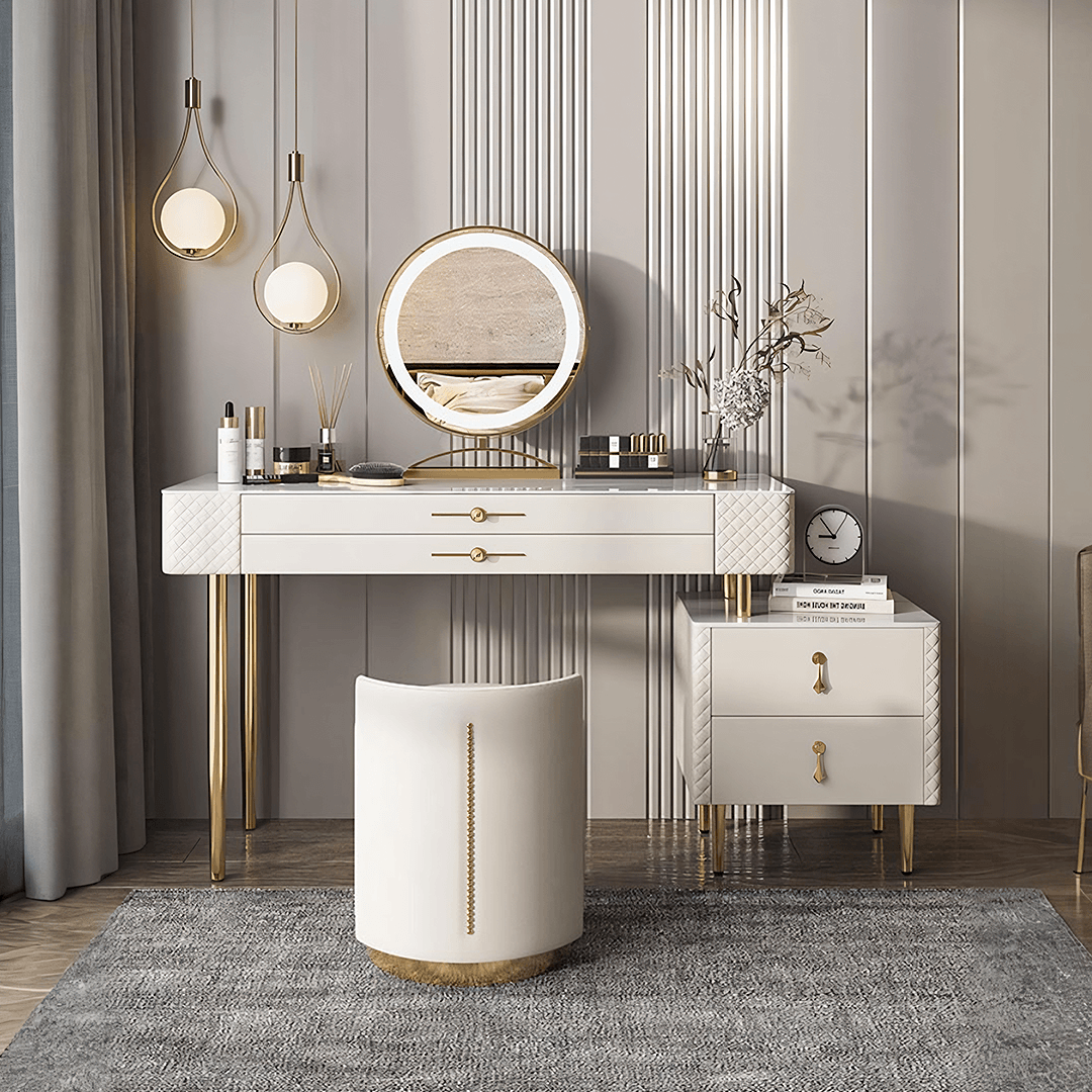 Prestigio Dressing Table With LED Mirror, Cream - Miola