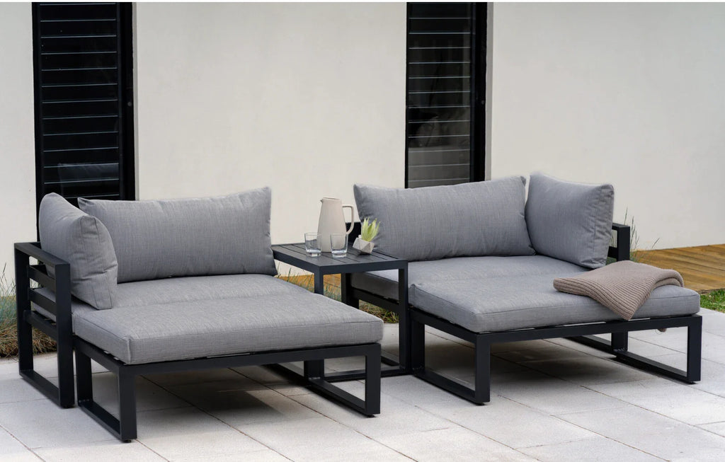 Grey 4 Seater Modular Aluminium Lounge Set with Side Cushions