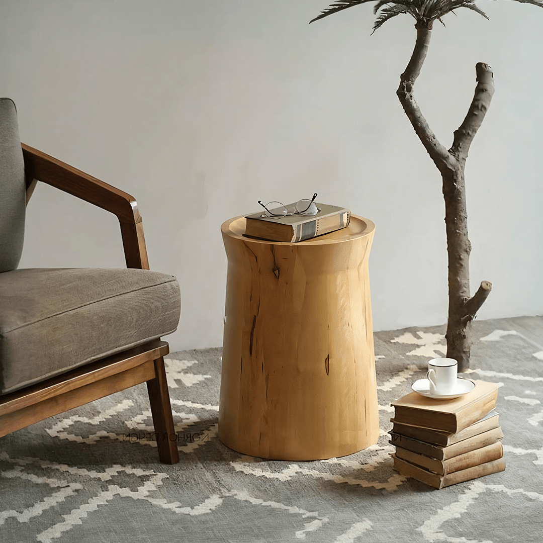 R16 Round Wooden Side Table, Oak - Miola