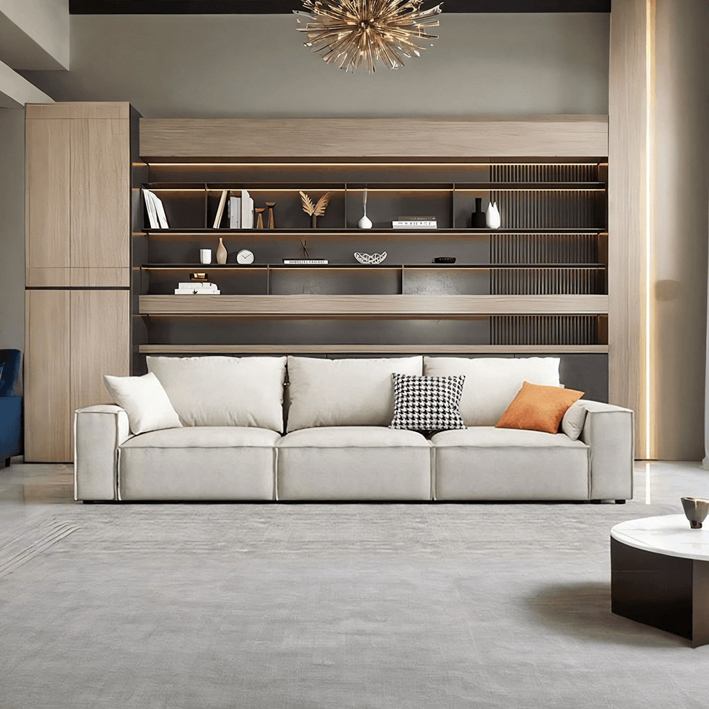 R67 Anselm Three Seater Sofa, Leathaire - Miola