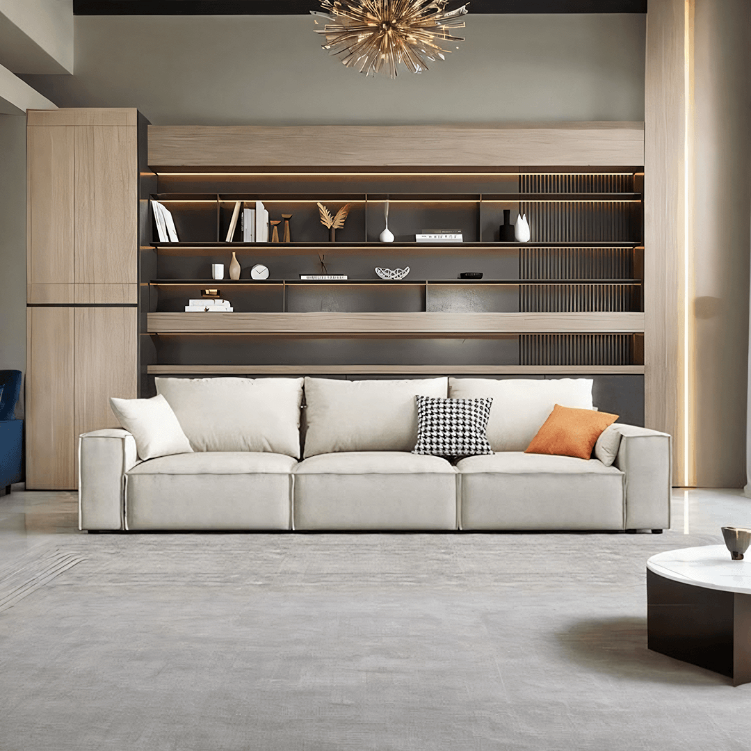 R67 Anselm Three Seater Sofa, Leathaire - Miola