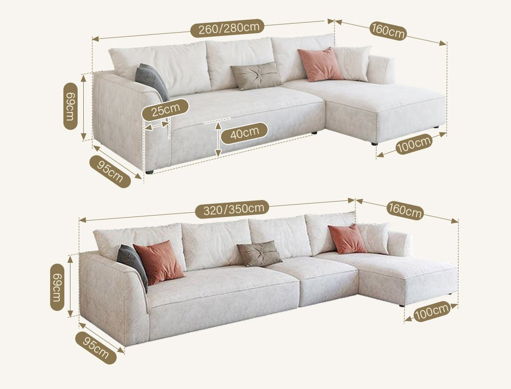 R77 Dexter Two Seater Corner Sofa, Leathaire - Miola