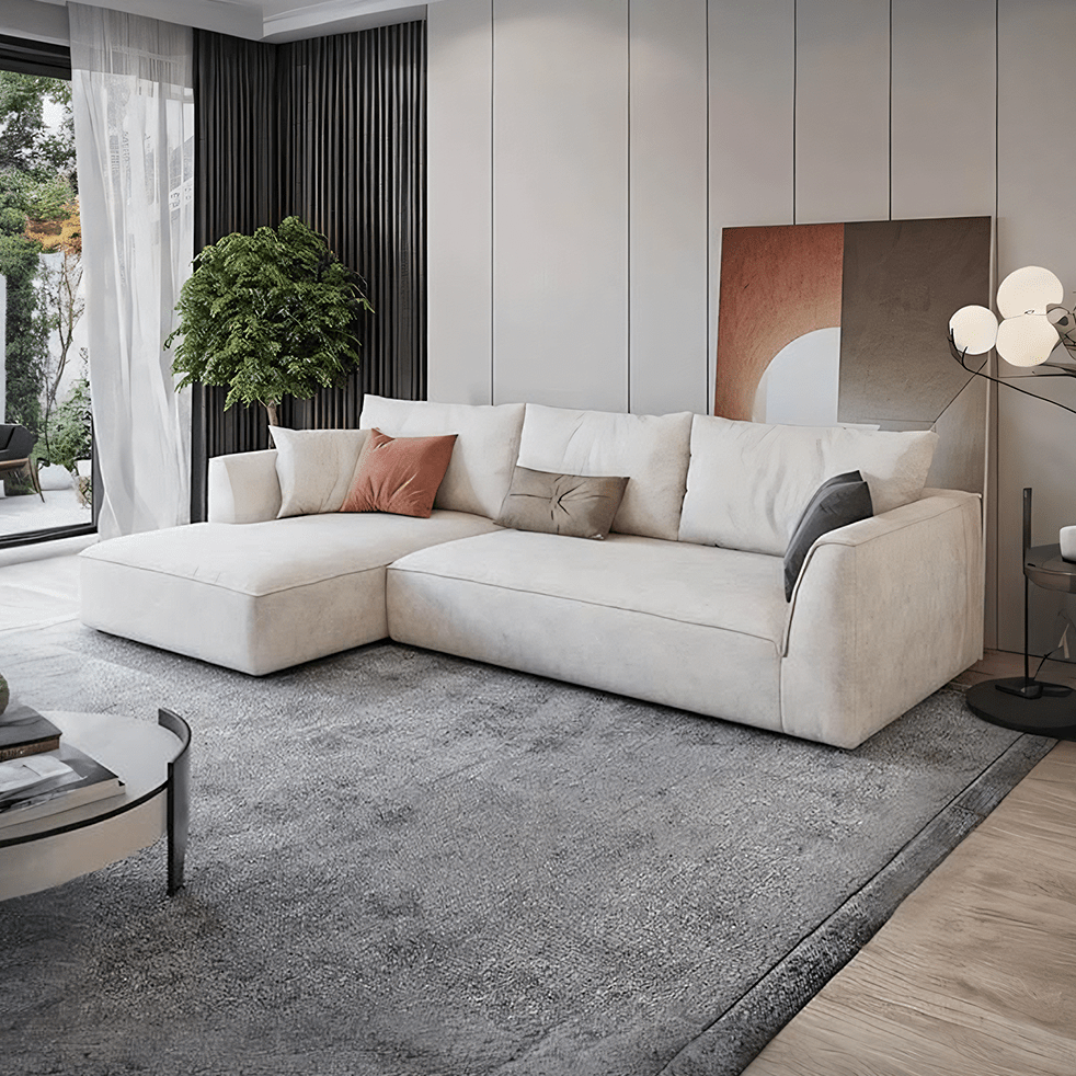 R77 Dexter Two Seater Corner Sofa, Leathaire - Miola