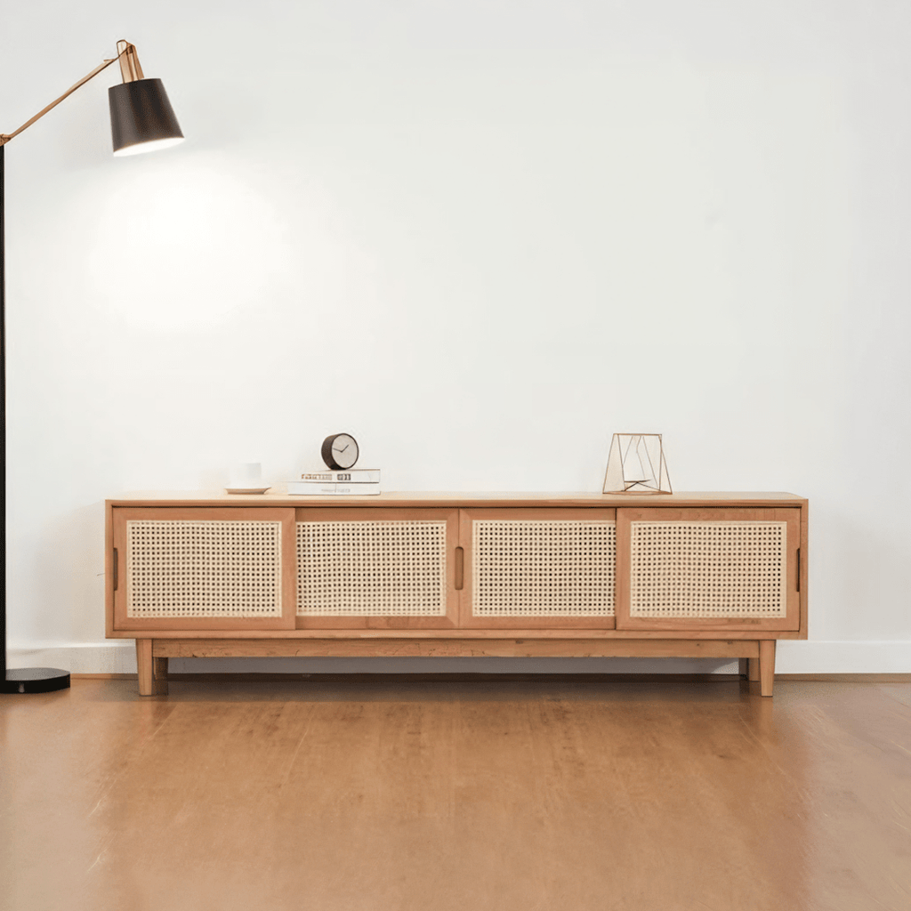 Randal Cane TV Stand, Natural Rattan & Wood - Miola