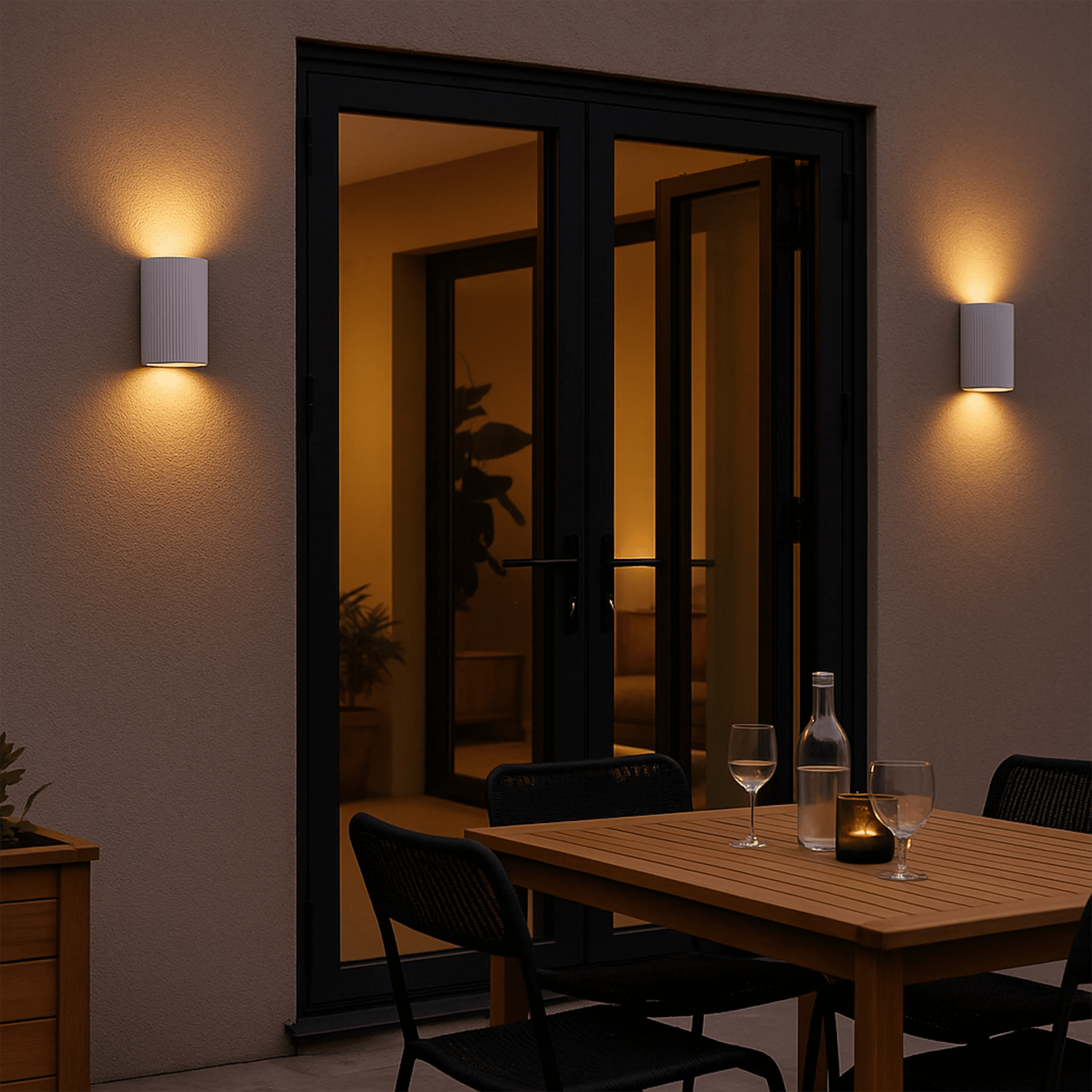 White ribbed ceramic wall light - Miola
