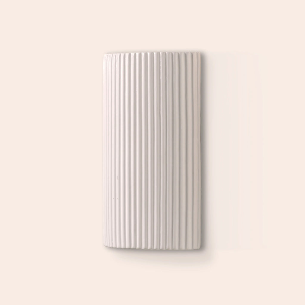 White ribbed ceramic wall light - Miola