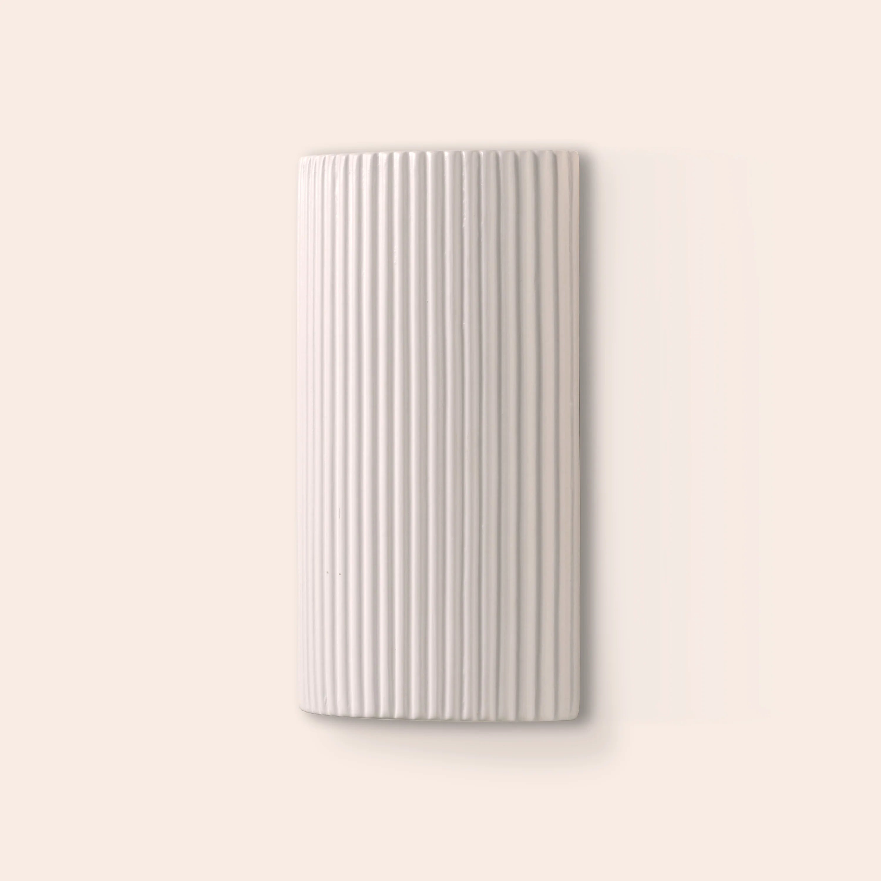 White ribbed ceramic wall light - Miola