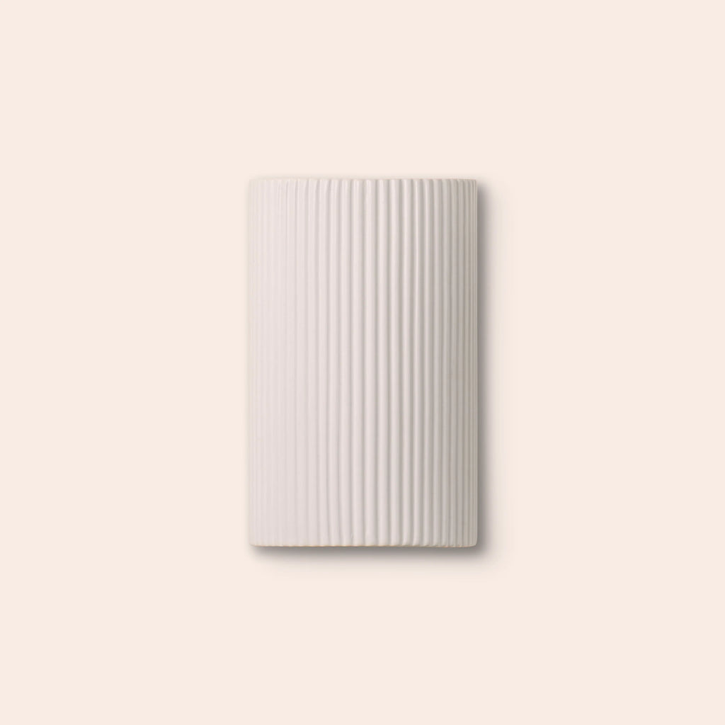 White ribbed ceramic wall light - Miola