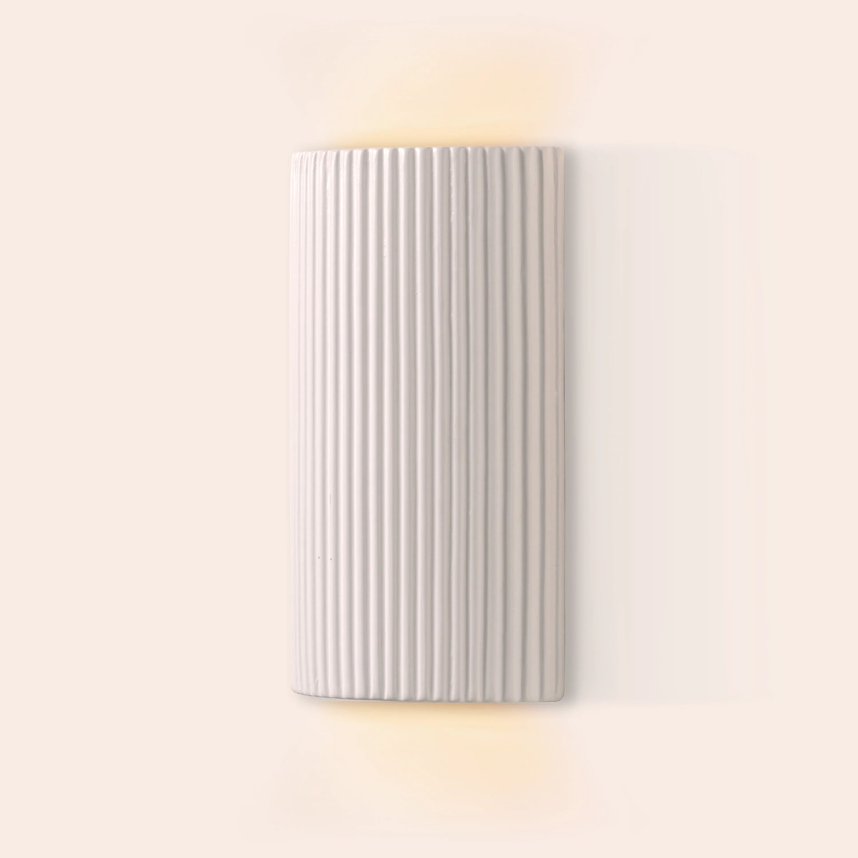 White ribbed ceramic wall light - Miola