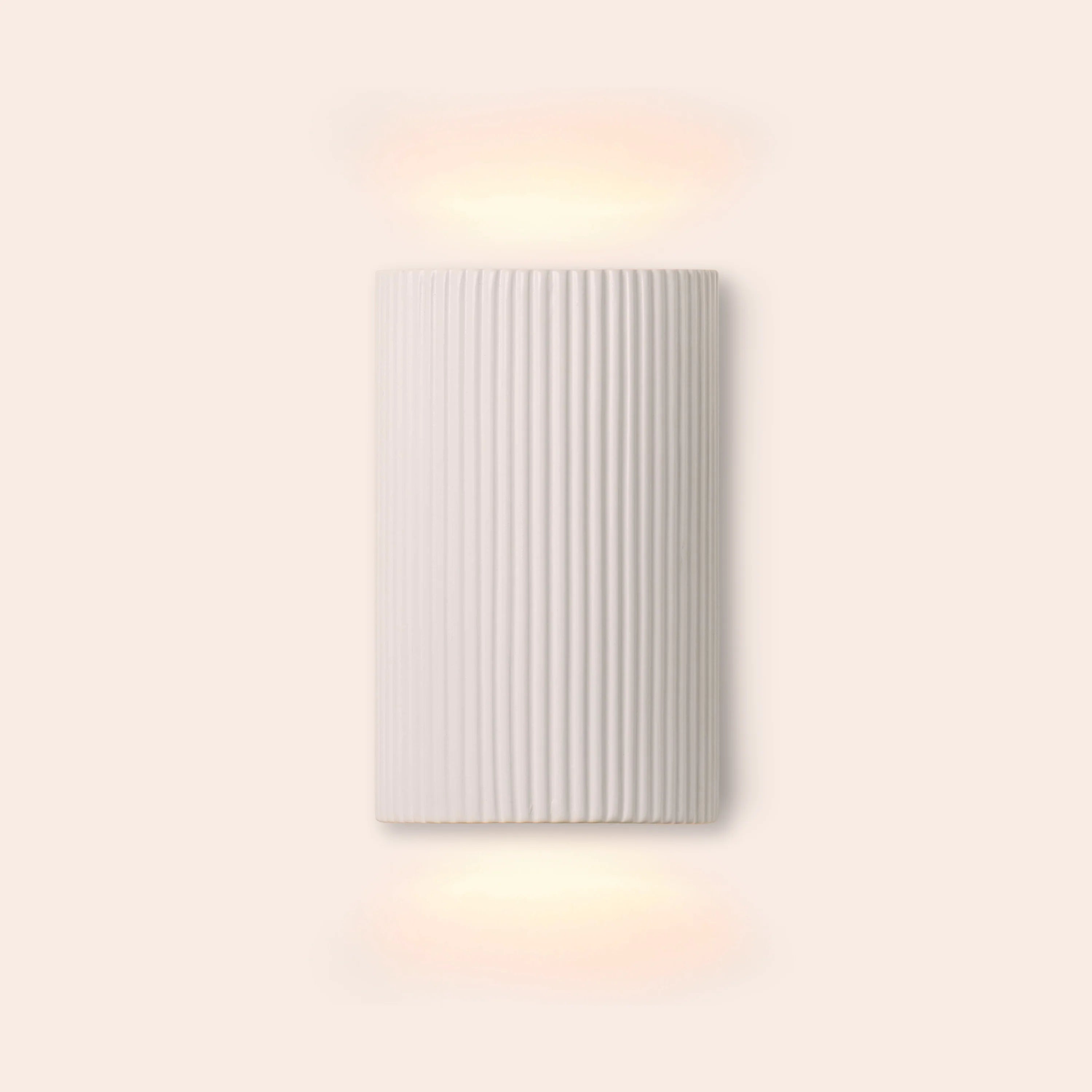 White ribbed ceramic wall light - Miola