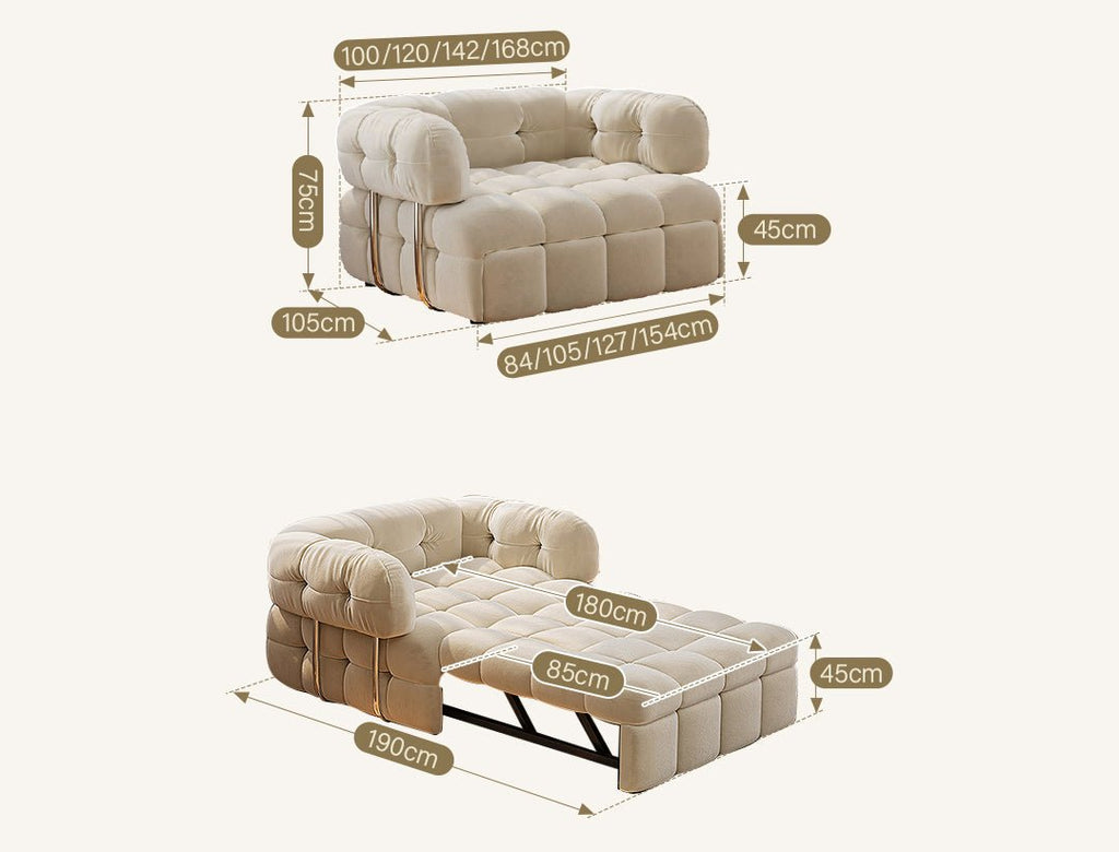 Rojas Single Sofa Bed, Armchair Sofa Bed, Cream - Miola