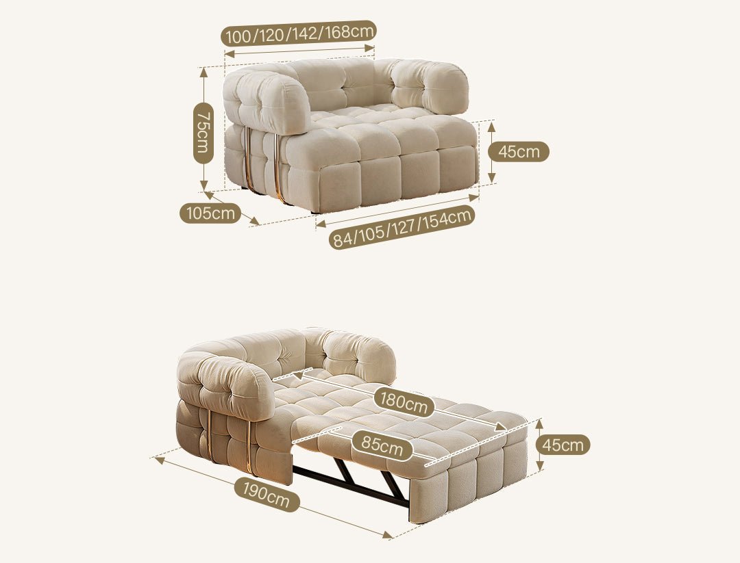 Rojas Single Sofa Bed, Armchair Sofa Bed, Cream - Miola