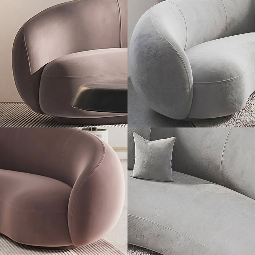 Romelia Three Seater Curved Sofa, Velvet - Miola
