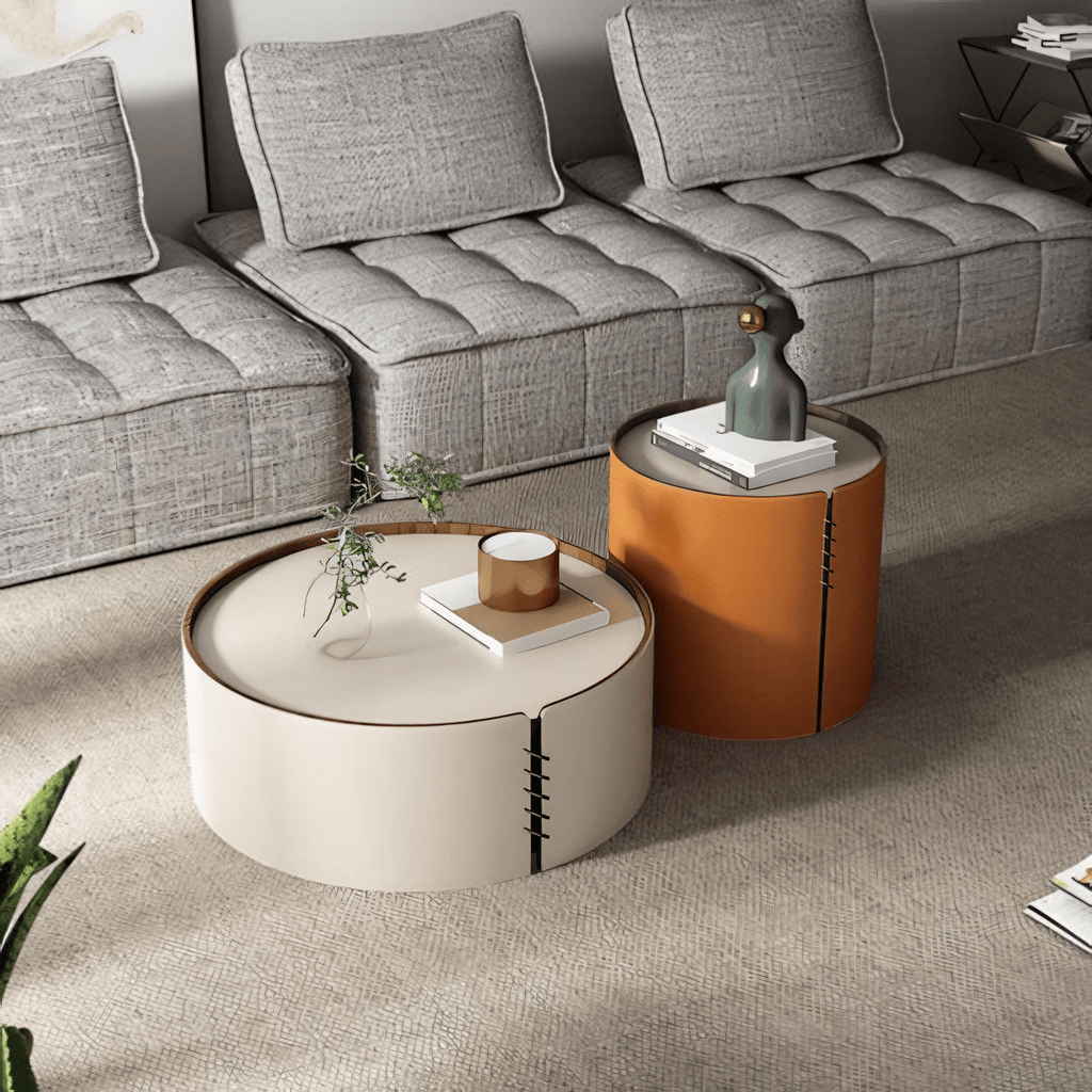 Rossi Nesting Coffee Table, Light Grey & Orange - Miola