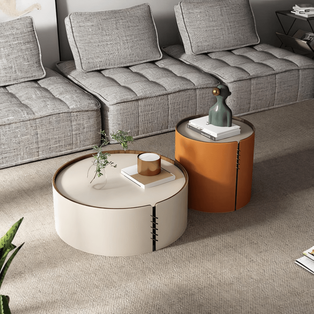 Rossi Nesting Coffee Table, Light Grey & Orange - Miola