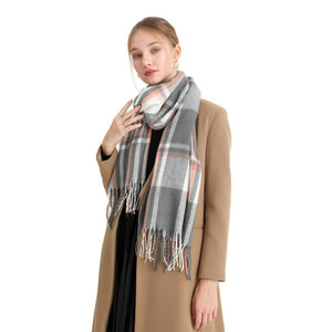 Long Shawl Grid Tassel