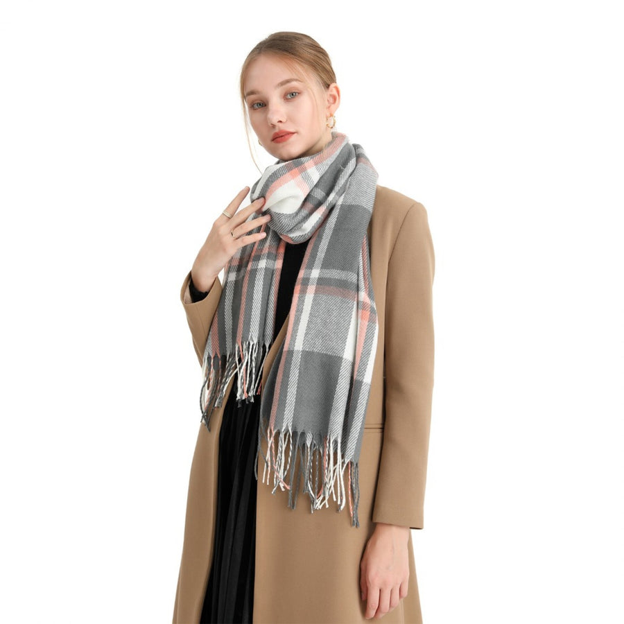 Long Shawl Grid Tassel