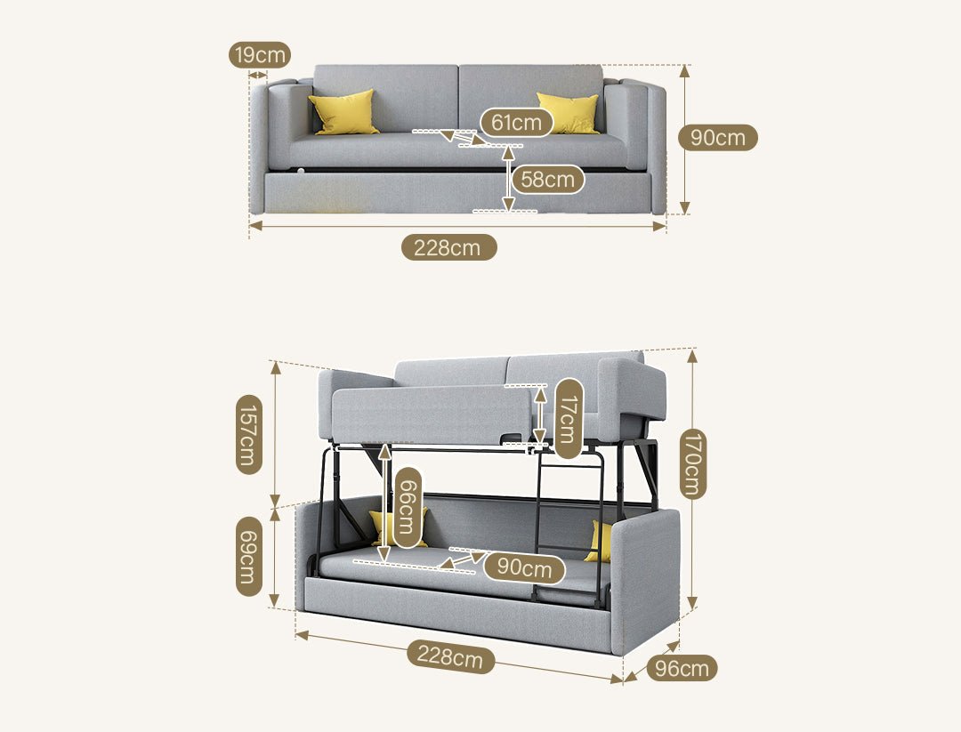 SB142 Two Seater Sofa Bed, Kid Bunk Bed - Miola