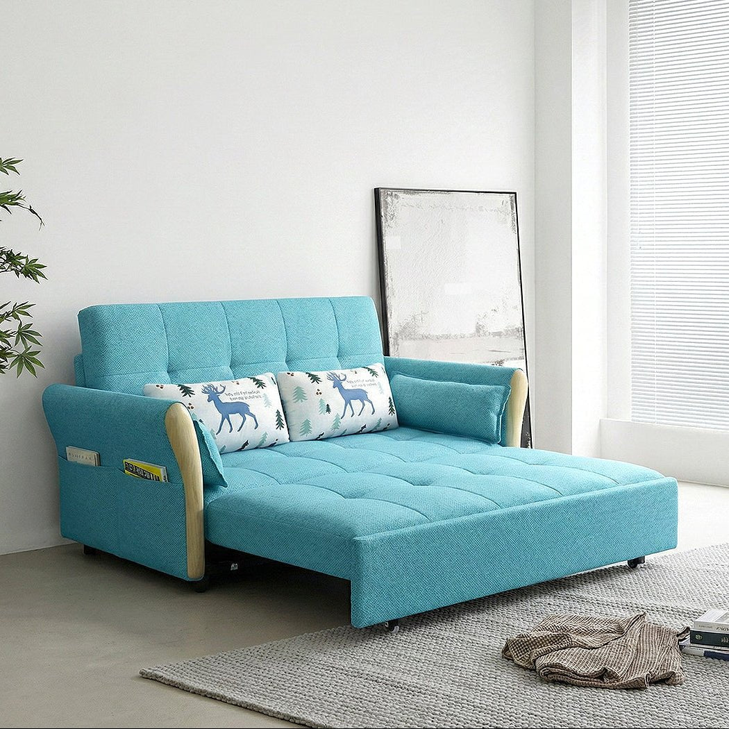 SB152 Two Seater Sofa Bed, Blue - Miola