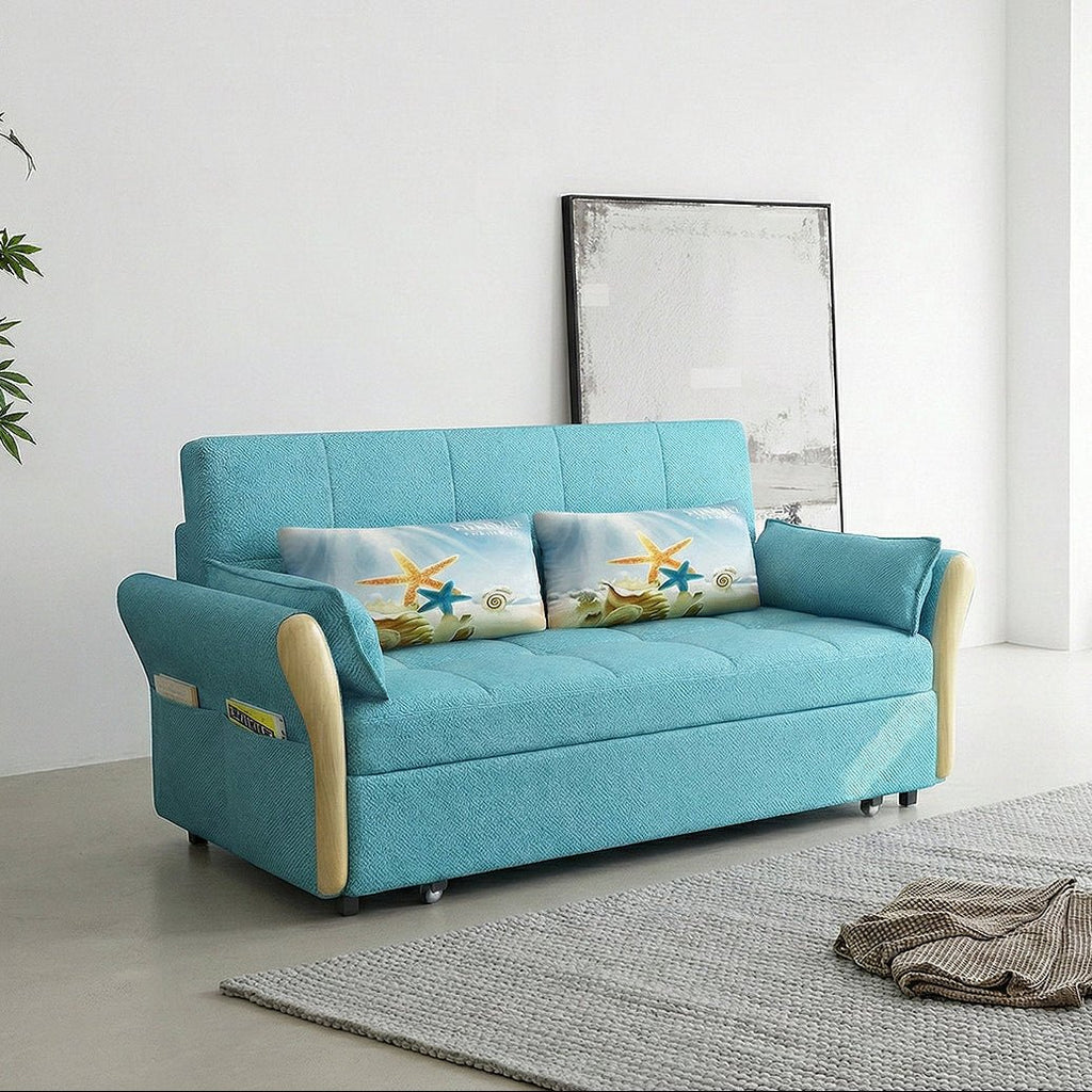 SB152 Two Seater Sofa Bed, Blue - Miola