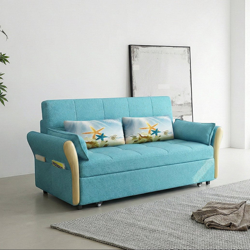 SB152 Two Seater Sofa Bed, Blue - Miola