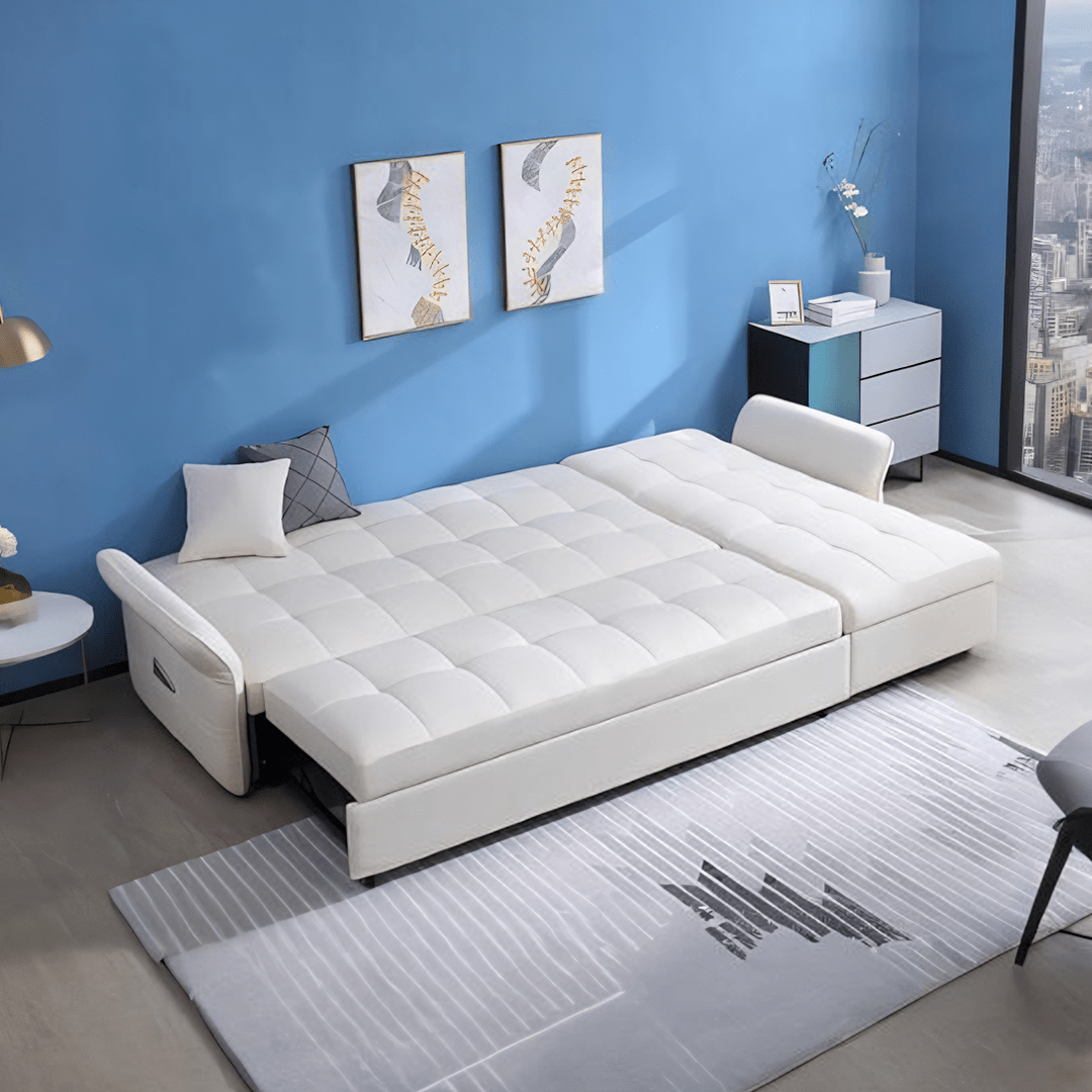 SB162 Three Seater Corner Sofa Bed, White - Miola
